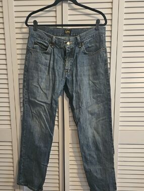 Lee Men's Medium Blue Straight-Leg Denim Jeans